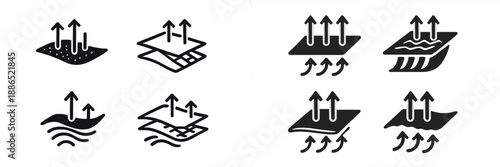 Vector illustrations of airflow concepts and fluid dynamics