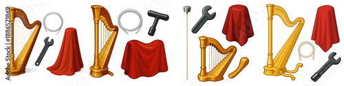 Creative vector illustration of musical instruments and tools