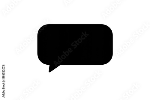 Black speech bubble outline or chat box icon representing dialogue, messaging, and online communication on transparent background