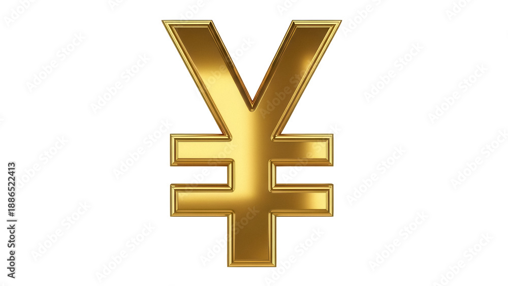 Fototapeta premium Golden yen symbol PNG isolated on transparent background, currency sign for finance and investment concepts