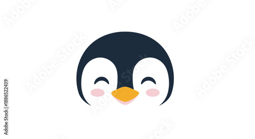 Adorable cartoon penguin head with a cheerful smile.