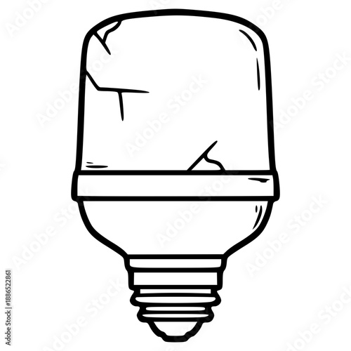 doodle broken LED lamp illustration hand drawn outline vector