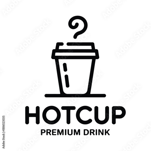 Black hot cup premium drink logo on white background icon