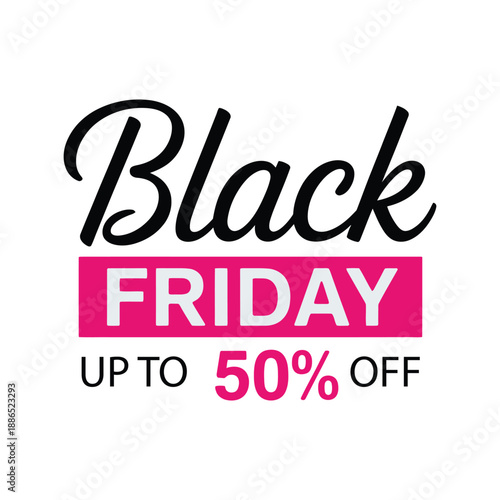 Black Friday shopping sale discount offer up to fifty percent off icon