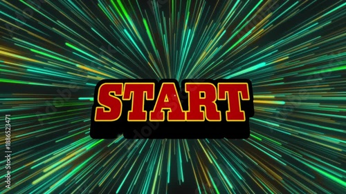 Animation of start text over neon light trails
