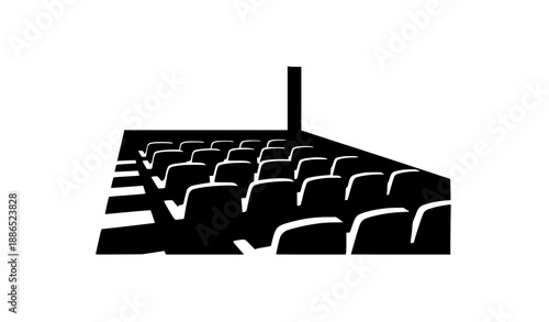 Cinema Interior Silhouette Vector Illustration Isolated on White Background