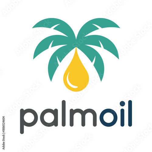 Palm oil logo with palm tree and fruit symbol  tropical plant icon