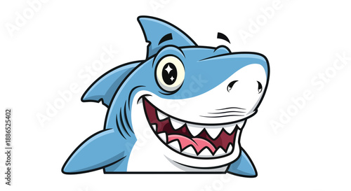 Cartoon Shark with a Big Grin and Sharp Teeth.