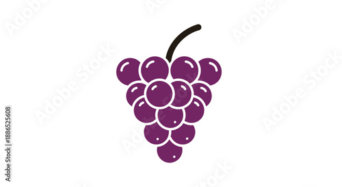 Simple Vector Illustration of a Bunch of Purple Grapes.