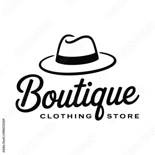 Boutique clothing store logo with hat  fashion brand icon icon