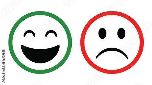 Happy and Sad Faces: A Contrast of Emotions in Green and Red Circles