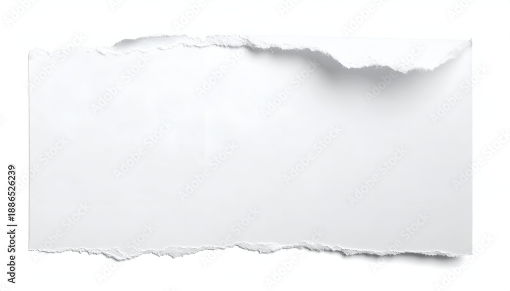 Obraz premium Torn piece of white paper with jagged edges casting shadows