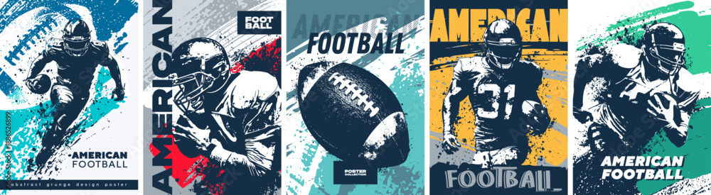 Obraz premium Set of posters dedicated to american football in Grunge silhouette style