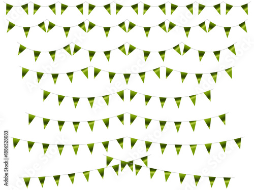 ガーランド三角ひも、曲線、ライン、4黄緑