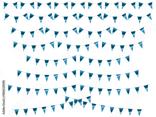 ガーランド三角ひも、曲線、ライン、5水色