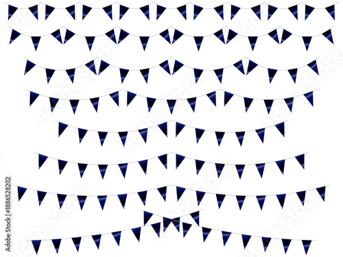 ガーランド三角ひも、曲線、ライン、14紺