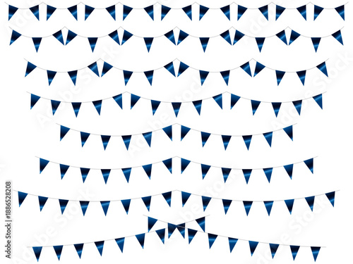 ガーランド三角ひも、曲線、ライン、15青