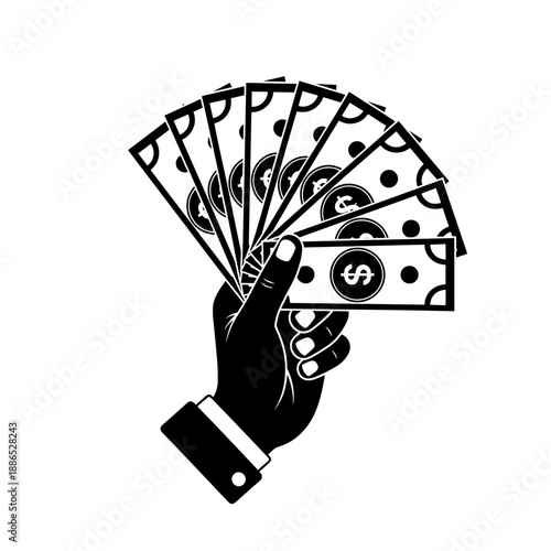Detailed Sketch of Hand Grabbing Fan of Money