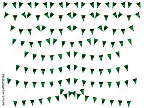 ガーランド三角ひも、曲線、ライン、17緑