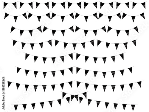 ガーランド三角ひも、曲線、ライン、19黒