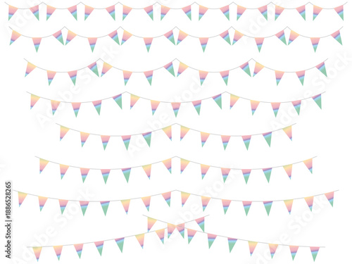 ガーランド三角ひも、曲線、ライン、20虹淡