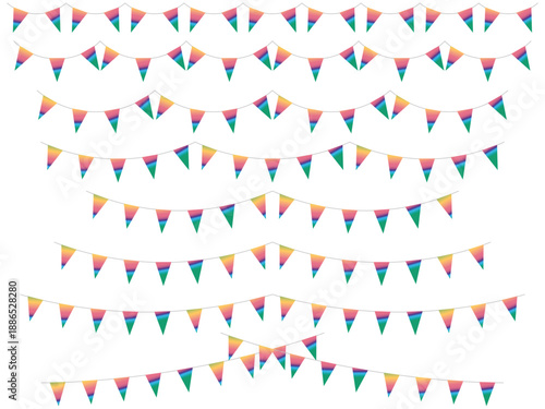 ガーランド三角ひも、曲線、ライン、21虹濃