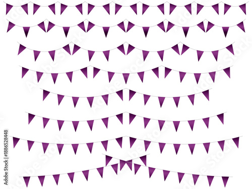 ガーランド三角ひも、曲線、ライン、m13紫