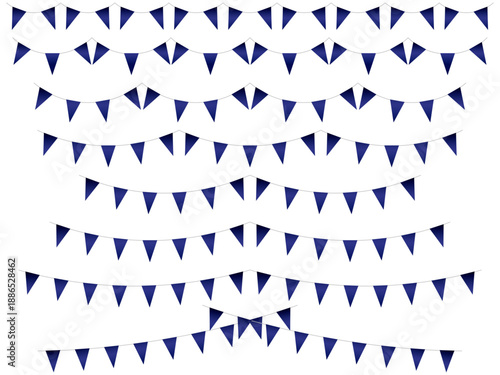 ガーランド三角ひも、曲線、ライン、m14紺