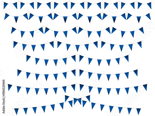 ガーランド三角ひも、曲線、ライン、m15青