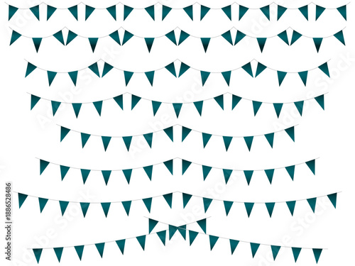 ガーランド三角ひも、曲線、ライン、m16青緑