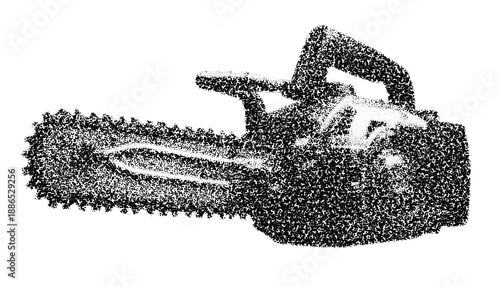 Vintage Halftone Chainsaw Illustration art collage cutouts set Vector dot texture graphic design element for print advertising poster and decor