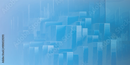 Abstract Blue Geometric Blocks and Lines Background.