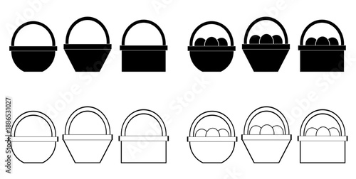 easter basket vector images art silhouette icons illustration of black and white easter basket graphic
