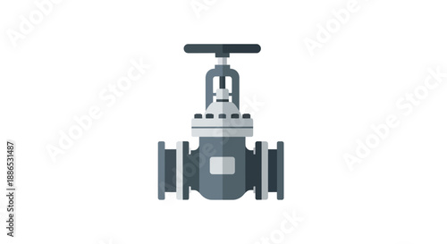 Industrial Gate Valve with Black Handle and Flanges.