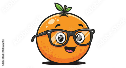 Cartoon Orange Character with Glasses and a Smiling Face.