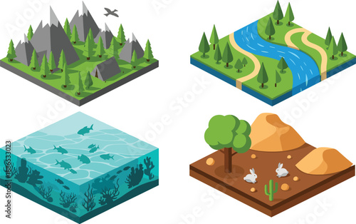 Offshore oil rig platform with drilling derrick and crane for energy production, isometric vector illustration of fuel industry isolated on white background