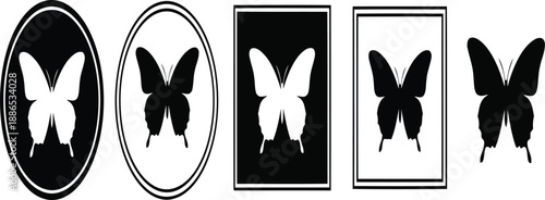 Five Butterflies Isolate royalty black and white