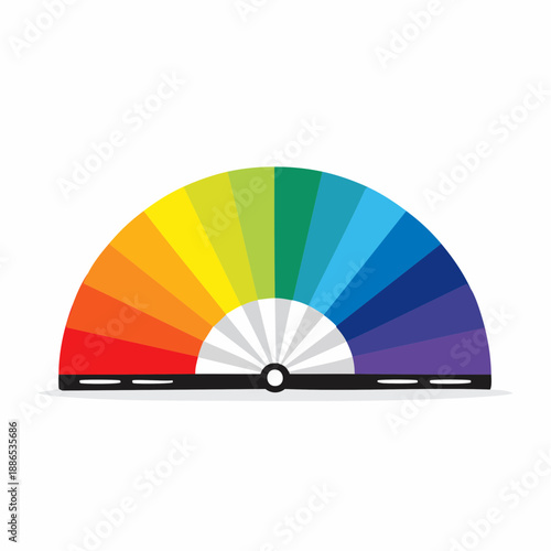 Vibrant Rainbow Color Palette Fan for Creative Design and Artistic Inspiration, Displaying a Full Spectrum of Hues and Shades for Visual Projects