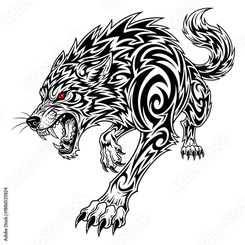 tribal wolf tattoo