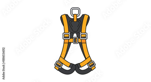 Yellow and Black Safety Harness with Metal Buckles.