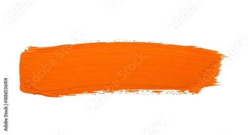 Thick Orange Acrylic Paint Stroke with Realistic Brush Texture