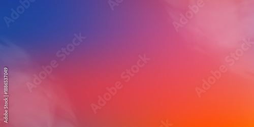 Bright horizon with warm gradient colors, transitioning from pink to blue. Abstract sunset background with soft blurred clouds. Vector illustration.