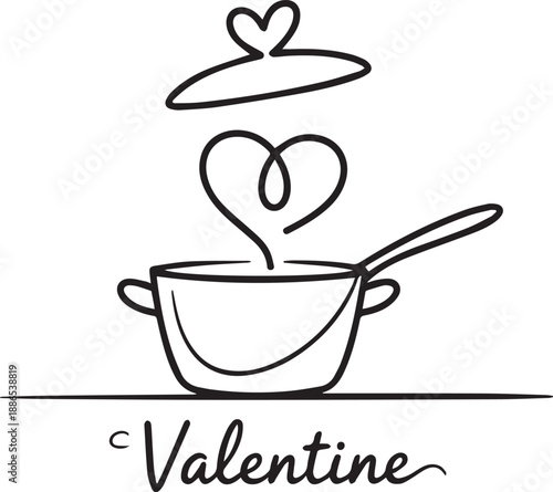 Valentine's heart shaped steam rising from a pot with a spoon