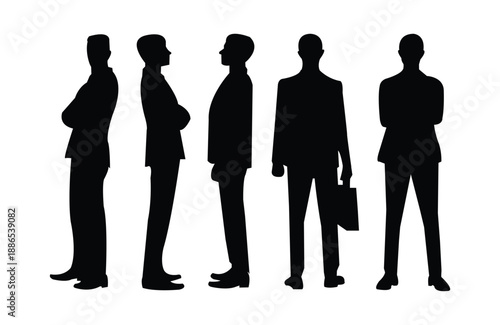 standing man silhouette in different types of position with standing sideways easy to edit and use standing sideways