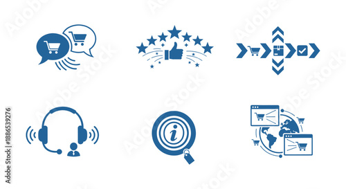Comprehensive e-commerce and customer interaction icons for digital business