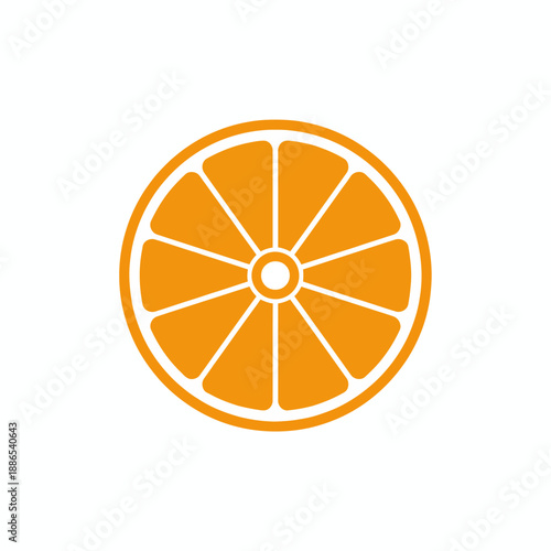Stylized crosssection of an orange fruit bright orange segments