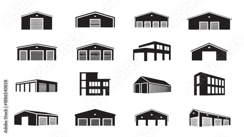 Collection of Various Architectural Building Structures and Designs Illustrated in Black and White