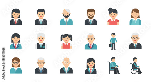 Diverse People Icons in Business Attire.
