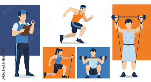 Personal Trainer Coaching Clients During Workout.