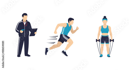 Businessman Coach Athlete Fitness Training Exercise.